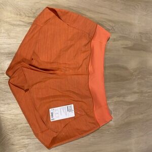 New Athleta Run With It Shorts Women's 1X Orange Textured‎ 3.5" NWT